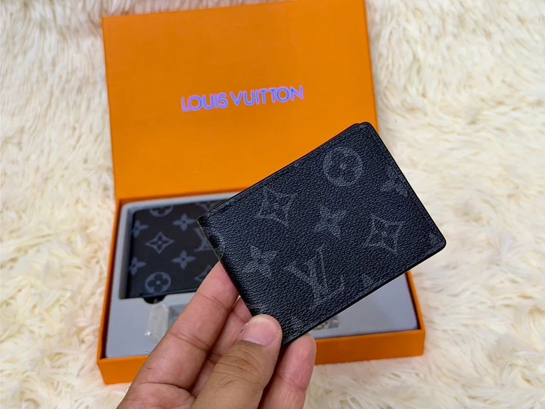 Louis Vuitton Dark Blue Monogram Wallet Gift Set with Card Holder & Keychain