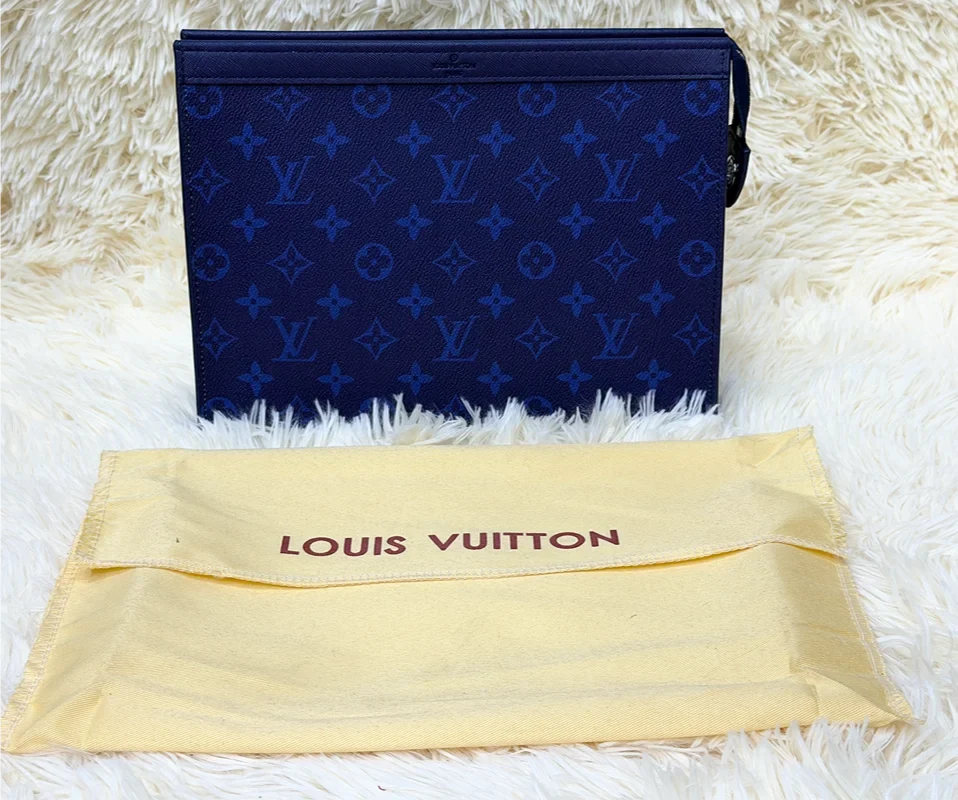 Louis Vuitton Midnight Blue Monogram Zip Wristlet Pouch