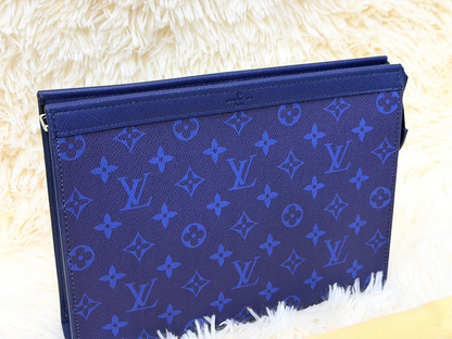 Louis Vuitton Midnight Blue Monogram Zip Wristlet Pouch