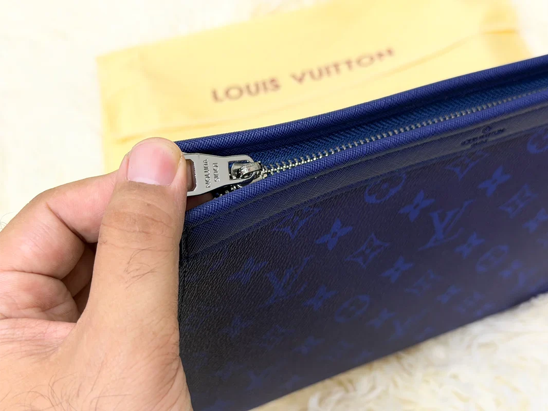 Louis Vuitton Midnight Blue Monogram Zip Wristlet Pouch
