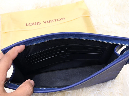 Louis Vuitton Midnight Blue Monogram Zip Wristlet Pouch