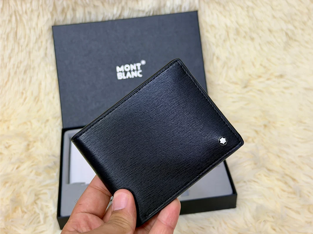 Montblanc Black Classic Wallet Gift Set with Card Holder & Keychain