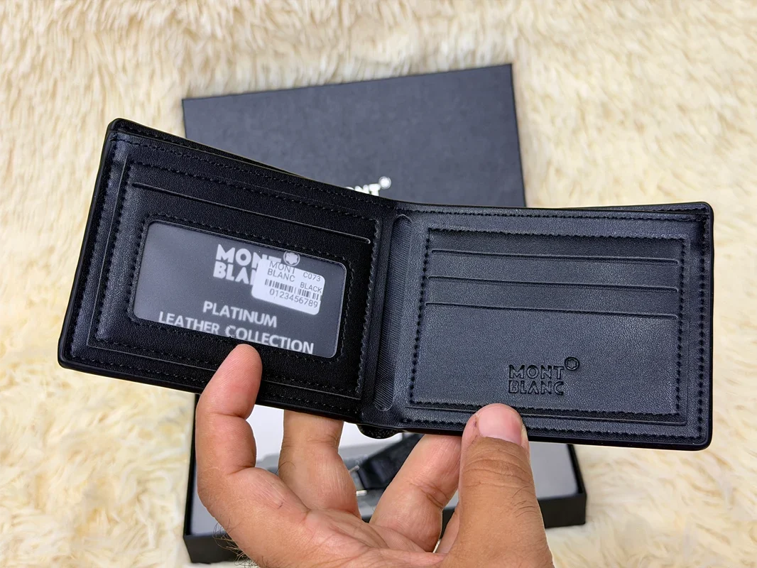 Montblanc Black Classic Wallet Gift Set with Card Holder & Keychain