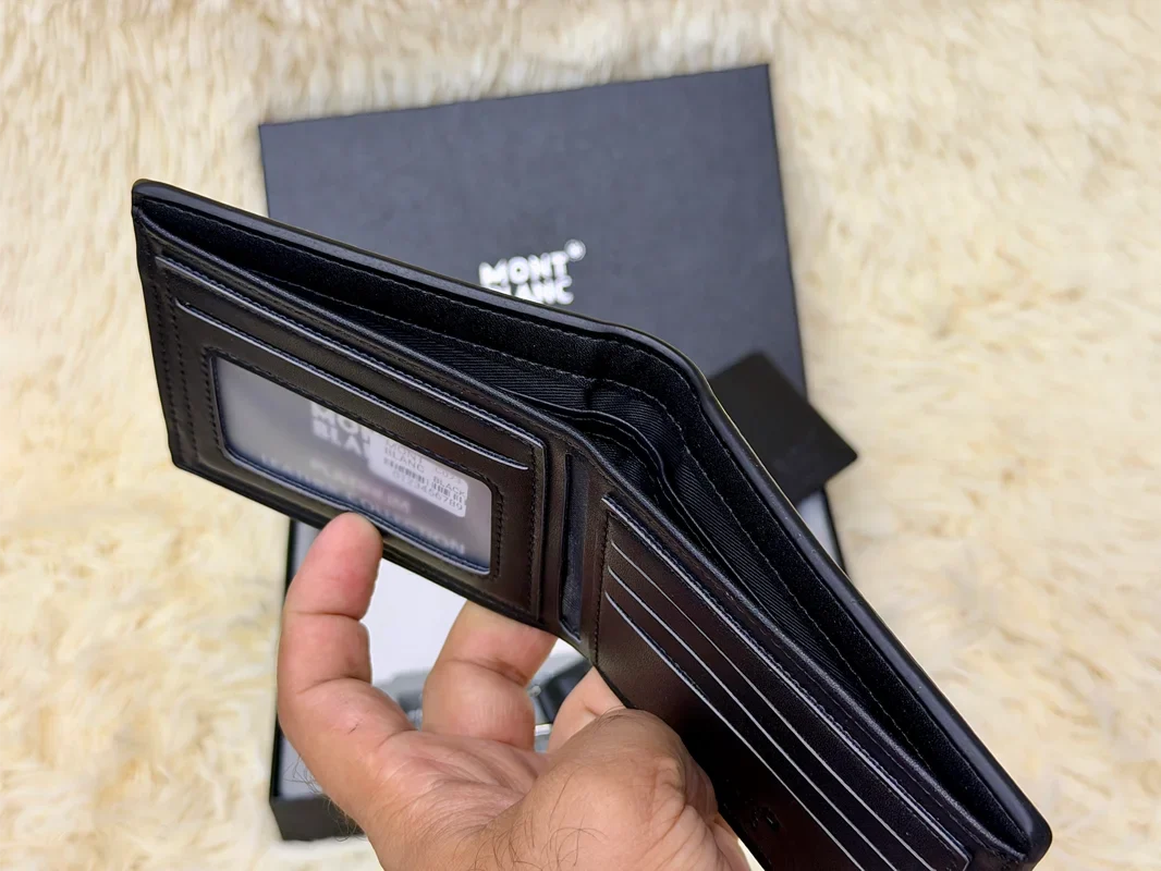 Montblanc Black Classic Wallet Gift Set with Card Holder & Keychain