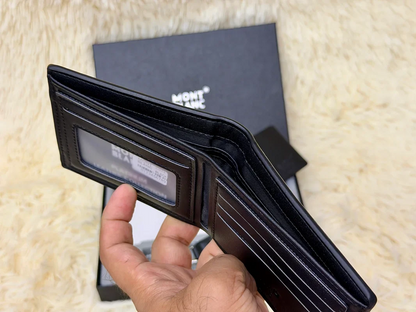 Montblanc Black Classic Wallet Gift Set with Card Holder & Keychain