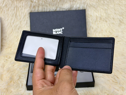 Montblanc Black Classic Wallet Gift Set with Card Holder & Keychain