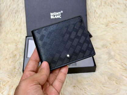Montblanc Black Geometric Pattern Wallet Gift Set with Card Holder & Keychain