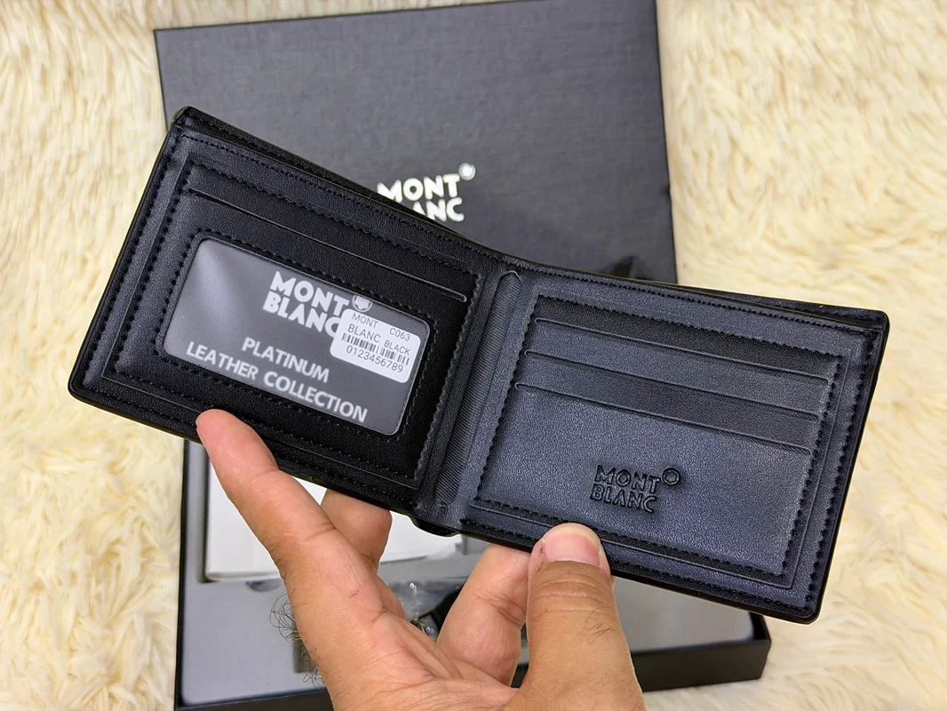 Montblanc Black Geometric Pattern Wallet Gift Set with Card Holder & Keychain