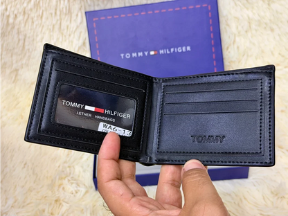 Tommy Hilfiger Black TH Embossed Bifold Wallet Gift Set with Card Holder & Keychain