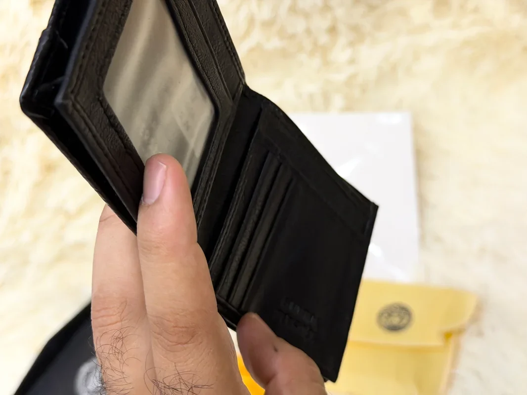 Versace Black Geometric Pattern Bifold Wallet with Medusa Logo