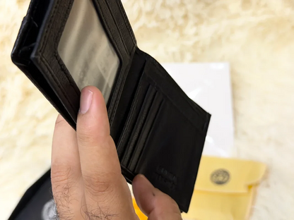 Versace Black Geometric Pattern Bifold Wallet with Medusa Logo