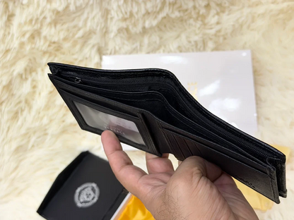Versace Black Geometric Pattern Bifold Wallet with Medusa Logo